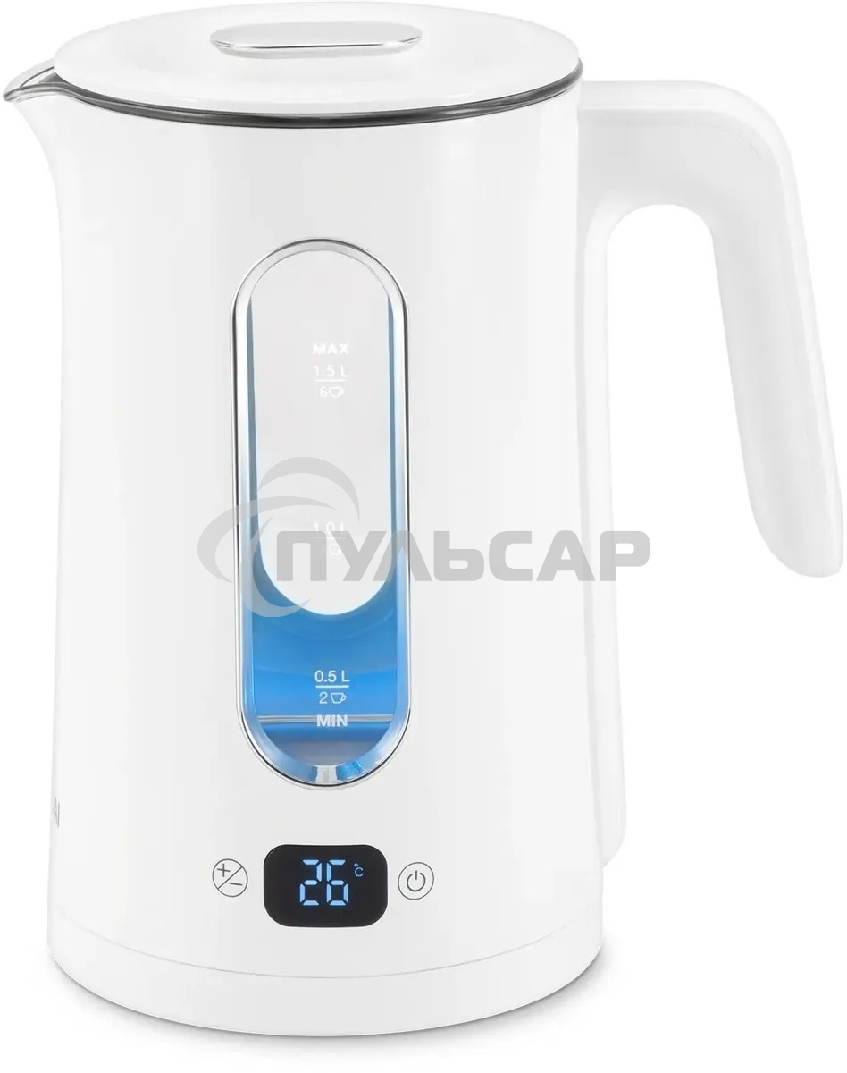 Чайник электрический Hyundai HYK-G5510 1.5л. 2200Вт белый/прозрачный корпус: стекло