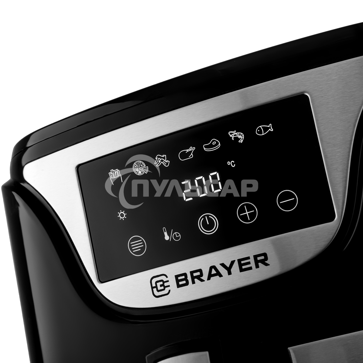 Аэрогриль BRAYER BR2037 черный/серебристый, 1500 Вт, 5 л, упр. - сенсор, программ - 7
