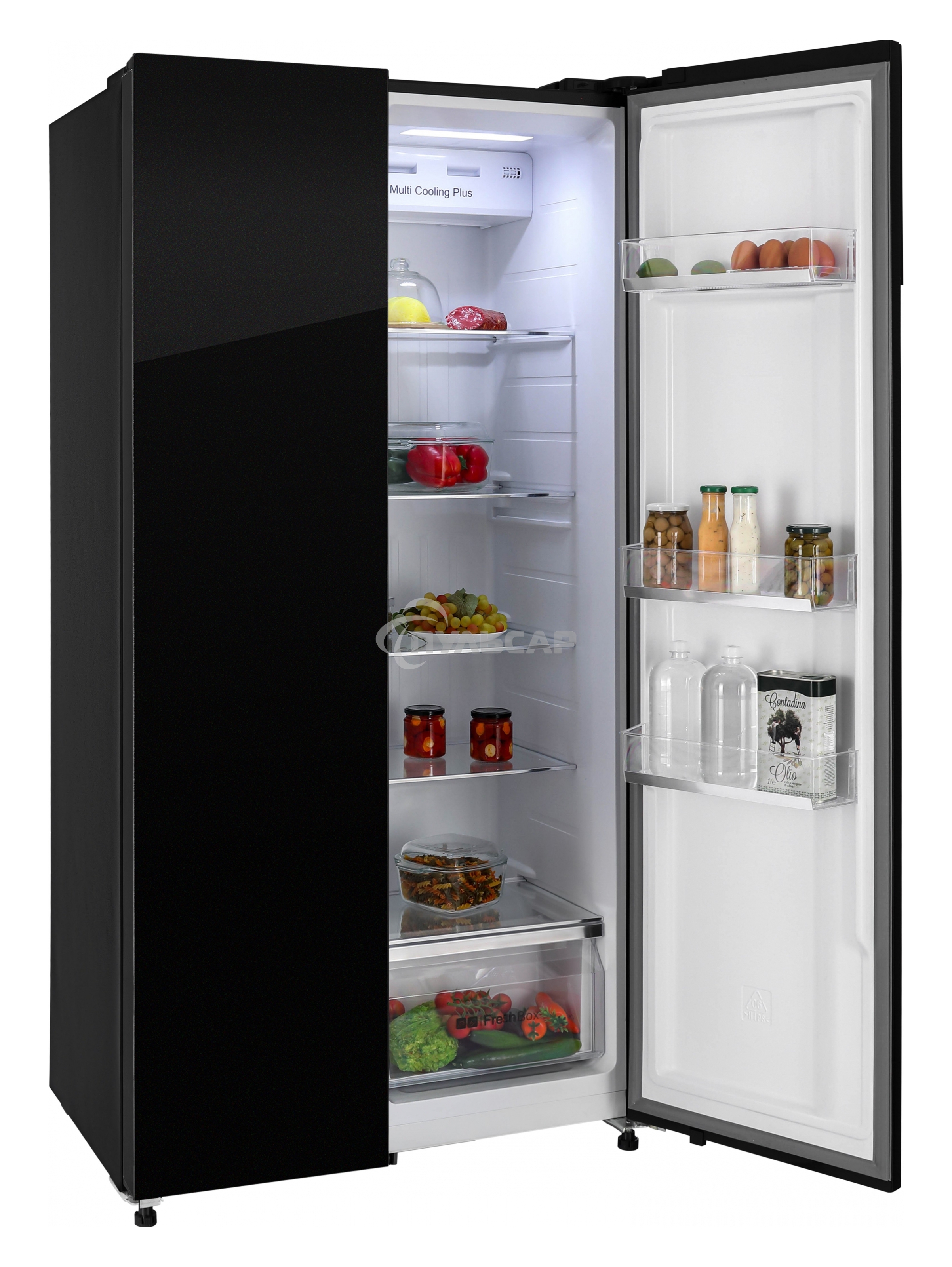 Холодильник Nordfrost RFS 525DX NFGB inverter черное стекло двухкамерный 283/183л морозилка сбоку, No Frost, Side-by-Side