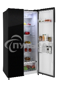 Холодильник Nordfrost RFS 525DX NFGB inverter черное стекло двухкамерный 283/183л морозилка сбоку, No Frost, Side-by-Side