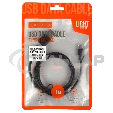 Кабель Qumo light series, USB-MicroUSB, 1м, 5В, 1A, опл. PVC, кон. PVC, черный