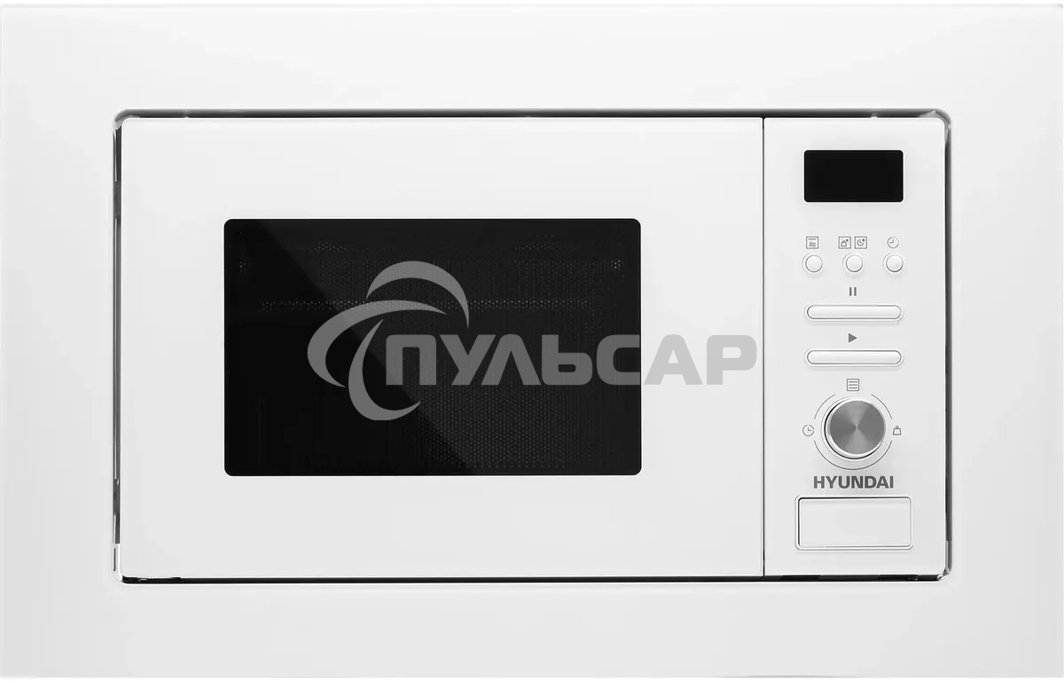 Микроволновая печь встраиваемая Hyundai HBW 2040 WG белый, 20 л, 800 Вт, переключатели - кнопки/поворотный механизм