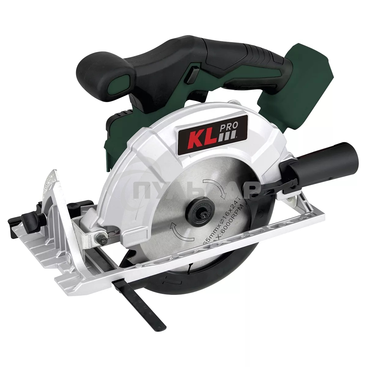 Профессиональная пила циркулярная бесщеточная KLPRO KLDAT18B-80 (18 В / 8,0 А·ч, 3650 об/мин, 165мм)