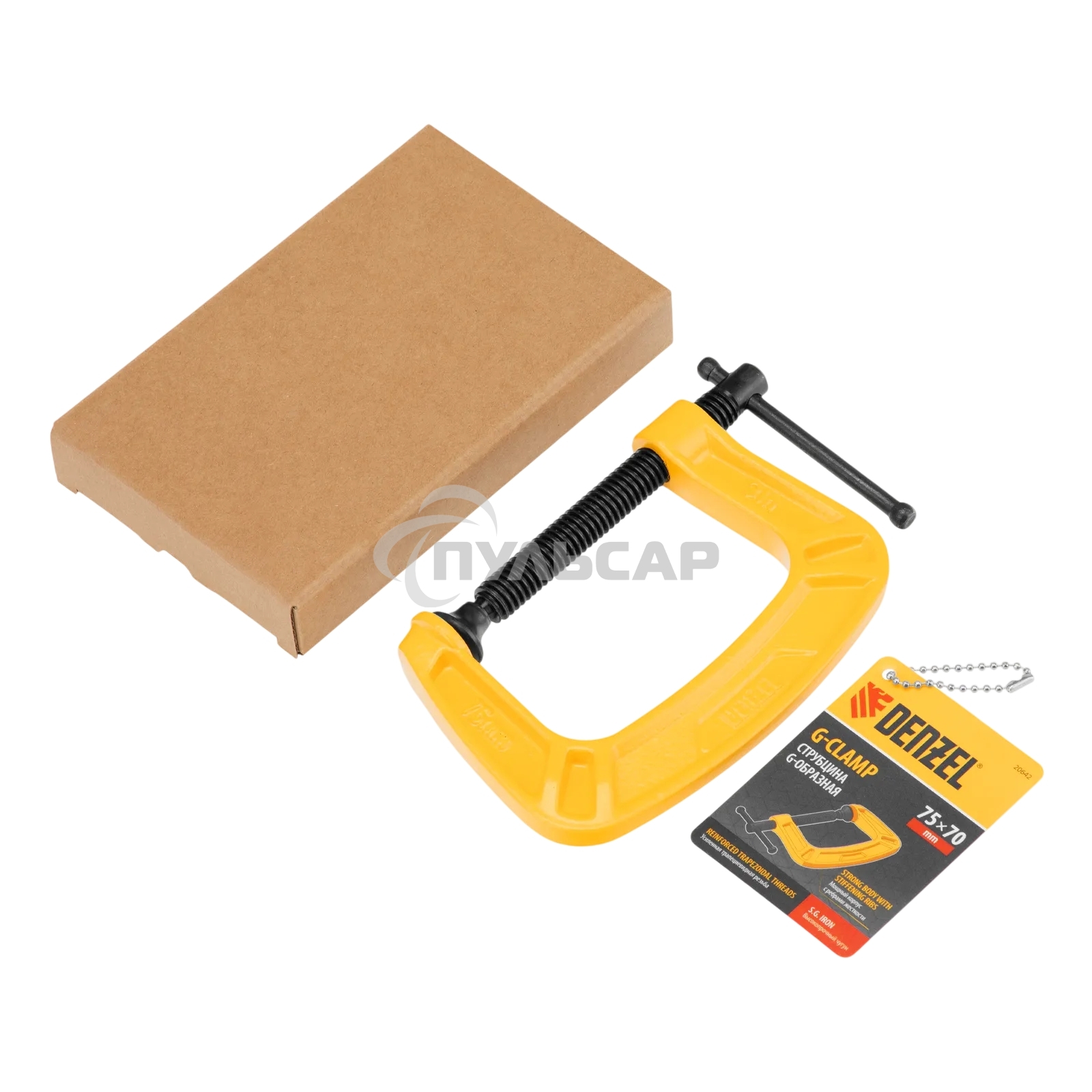 Струбцина Denzel G-образная усиленная, 75 мм