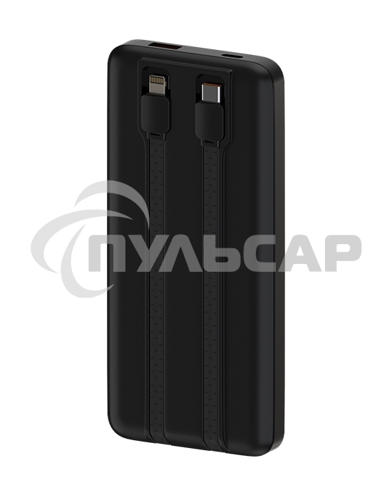 Внешний аккумулятор Maxvi PB10-10 10000мАч, 2A USB + кабели: Type-C/Lightning