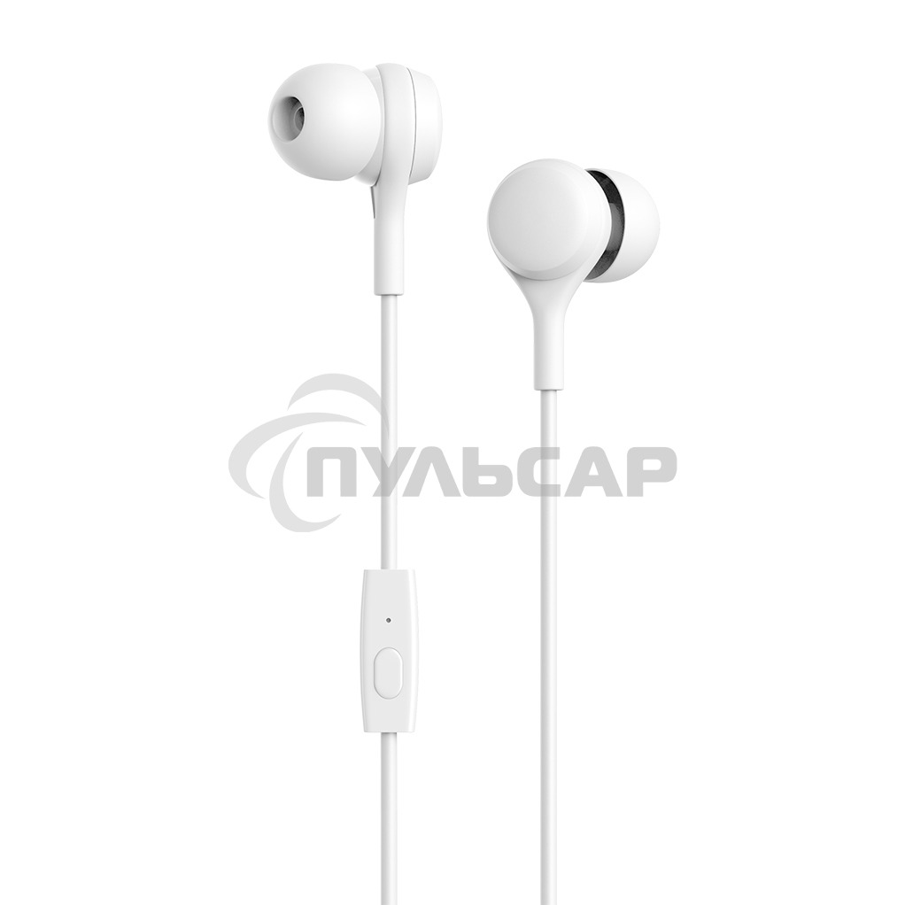 Наушники-гарнитура OLMIO Budz 3.5мм, белые, с микрофоном и кнопкой ответа