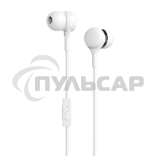 Наушники-гарнитура OLMIO Budz 3.5мм, белые, с микрофоном и кнопкой ответа