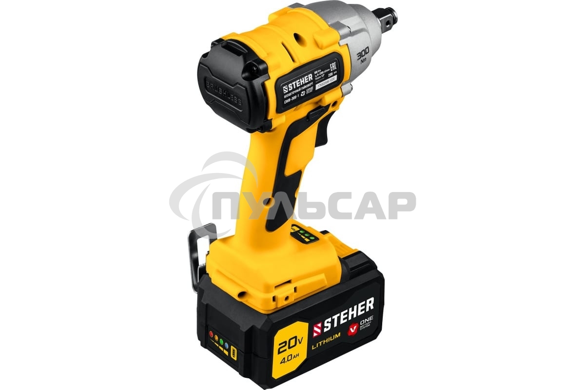 Гайковерт STEHER 20В бесщеточный, 1 АКБ (4А·ч), в кейсе. CWB-300-1