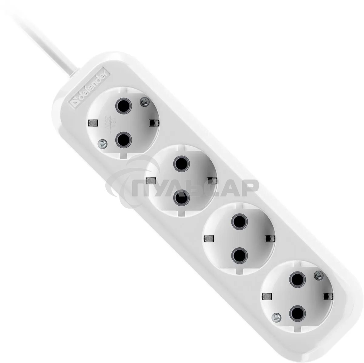 Удлинитель Defender R340 белый, 2 м, EURO, 4 розетки, 3500 Вт