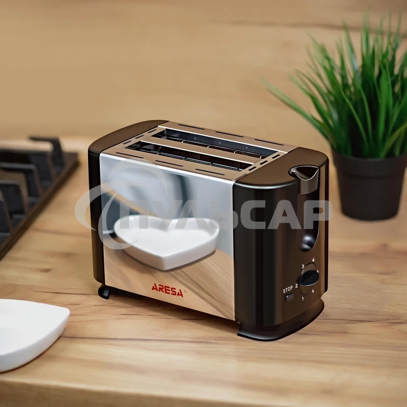 Тостер ARESA AR-3005 735 Вт, серебристый/черный