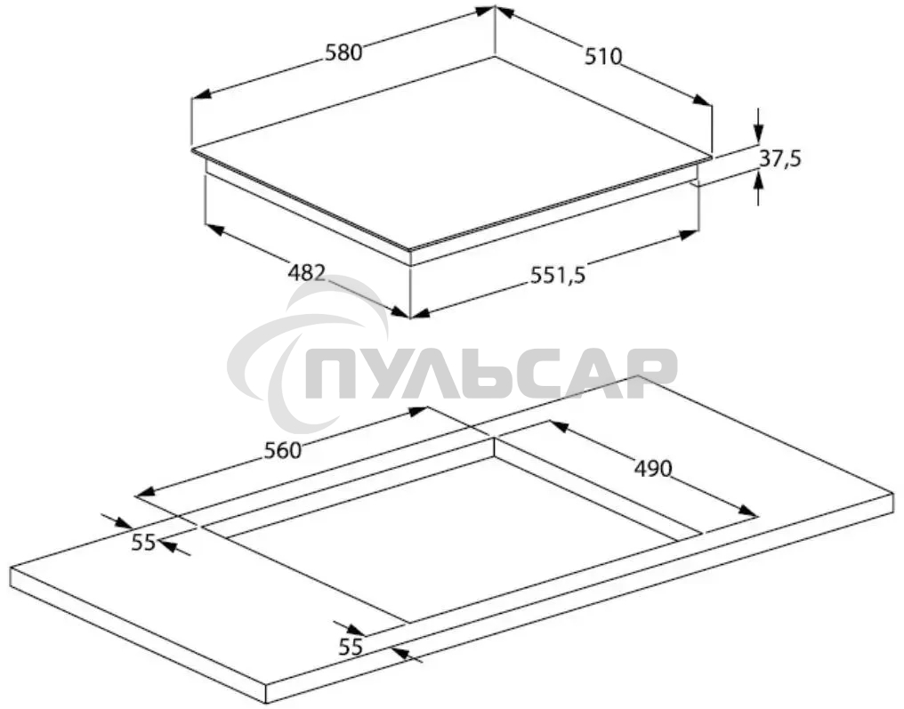 Встраиваемая электрическая варочная поверхность Beko HIC 64402 T, черный