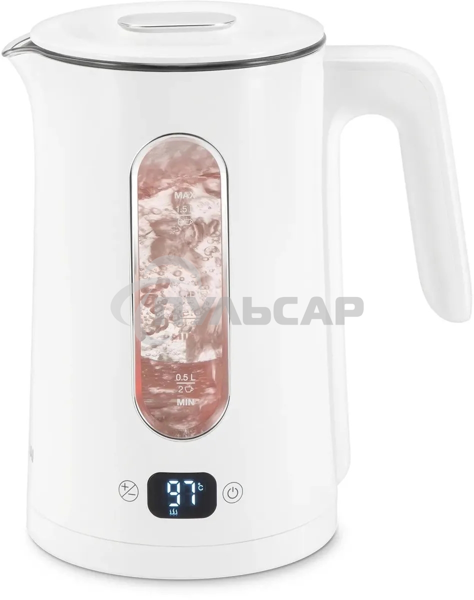 Чайник электрический Hyundai HYK-G5510 1.5л. 2200Вт белый/прозрачный корпус: стекло