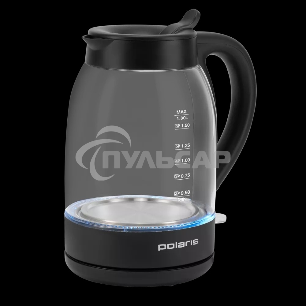 Чайник электрический Polaris PWK-1797-СGL, 2200вт, 1,8л, стекло, черный