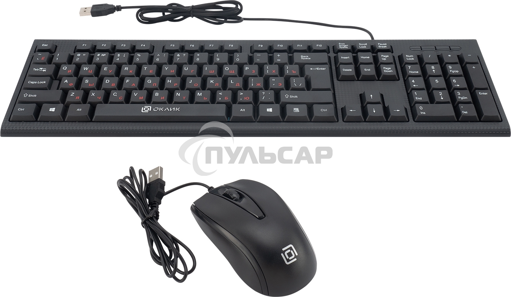 Комплект клавиатура + мышь Oklick 630M клав:черный мышь:черный USB