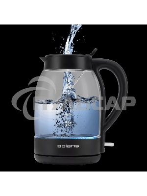 Чайник электрический Polaris PWK-1797-СGL, 2200вт, 1,8л, стекло, черный