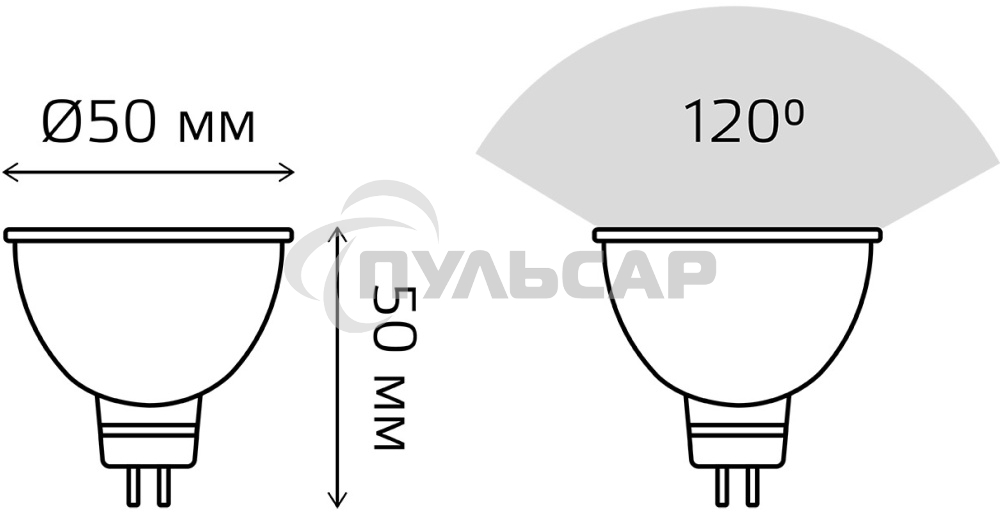 Лампа светодиодная Gauss 101505105 MR16 5 Вт 3000К тепл. бел. GU5.3 500 лм 150-265В FROST