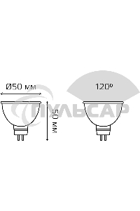 Лампа светодиодная Gauss 101505105 MR16 5 Вт 3000К тепл. бел. GU5.3 500 лм 150-265В FROST