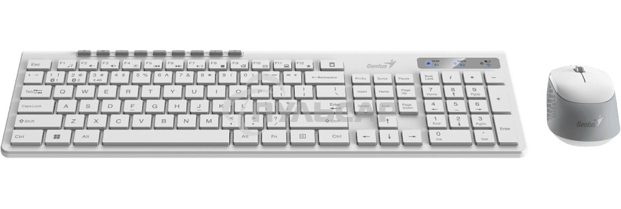 Комплект беспроводной Genius Smart KM-8230 белый, клавиатура+мышь, USB, 1 мини-ресивер на оба устройства. Клавиатура: 104 клавиши кнопка SmartGenius, клавиши т