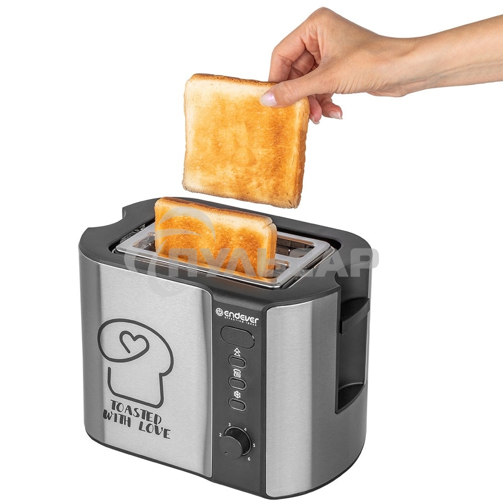 Тостер электрический ENDEVER Skyline ST-127, мощность 800 Вт, стальной/черный, 6 реж. поджаривания, 2 отсека для тостов, 4 шт/уп