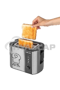 Тостер электрический ENDEVER Skyline ST-127, мощность 800 Вт, стальной/черный, 6 реж. поджаривания, 2 отсека для тостов, 4 шт/уп