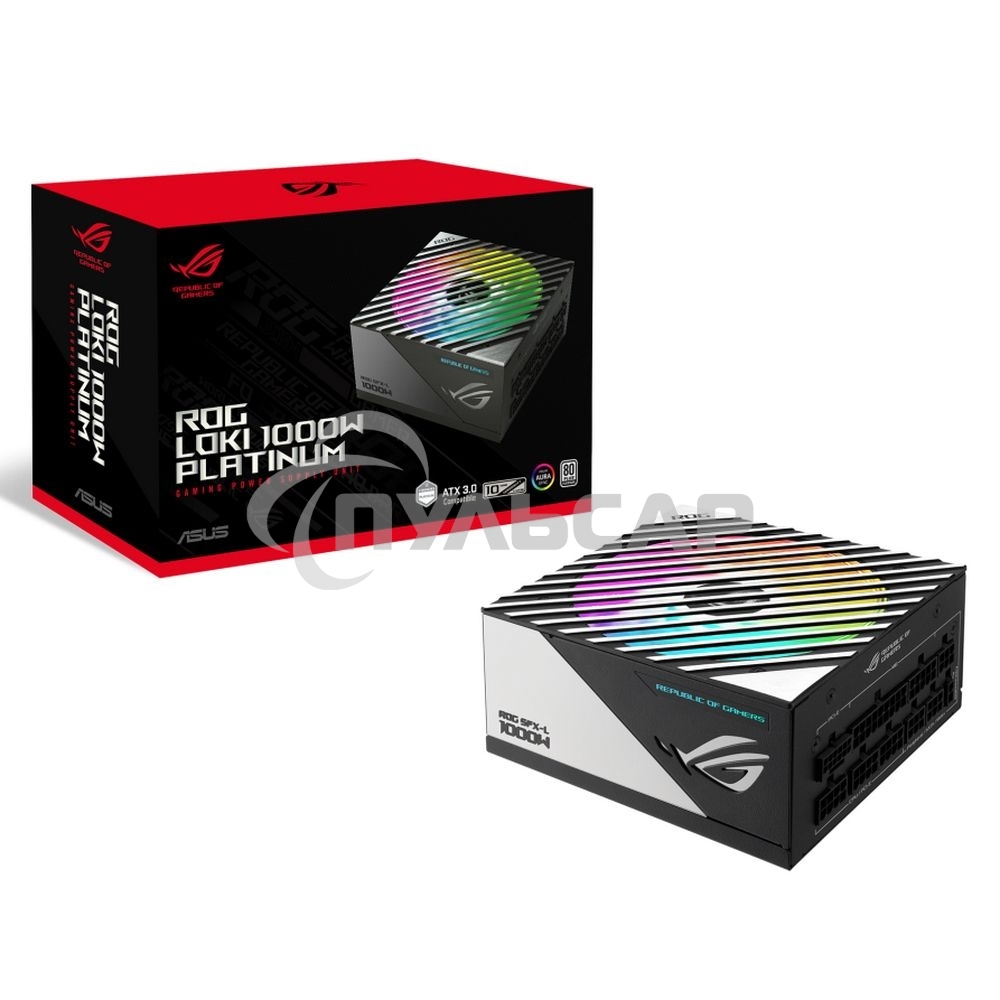 Блок питания ASUS ROG-LOKI-1000P-SFX-L GAMING (90YE00N1-B0NA00), 1000Вт, 80 PLUS Platinum, 135мм, модульный, серый и черный