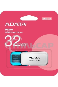 Флешка USB ADATA UV240 (AUV240-32G-RWH), 32 Gb, USB 2.0, R/W 15/5, белый/синий