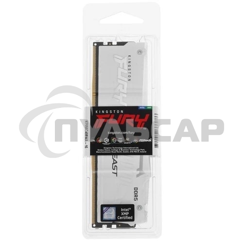 Оперативная память Kingston Fury Beast, DDR5, 16Gb (1x16Gb), 5600MHz, CL40, DIMM, радиатор, RGB, белый