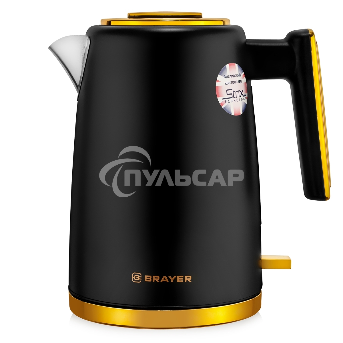 Чайник электрический BRAYER BR1017, 2200 Вт, 1,7 л, нерж.сталь, VNQ by STRIX, автоотключ