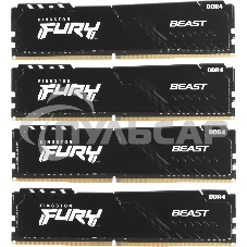 Оперативная память Kingston Fury Beast, DDR4, 64Gb (4x16Gb), 3600MHz, CL18, DIMM, радиатор, черный
