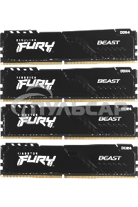 Оперативная память Kingston Fury Beast, DDR4, 64Gb (4x16Gb), 3600MHz, CL18, DIMM, радиатор, черный