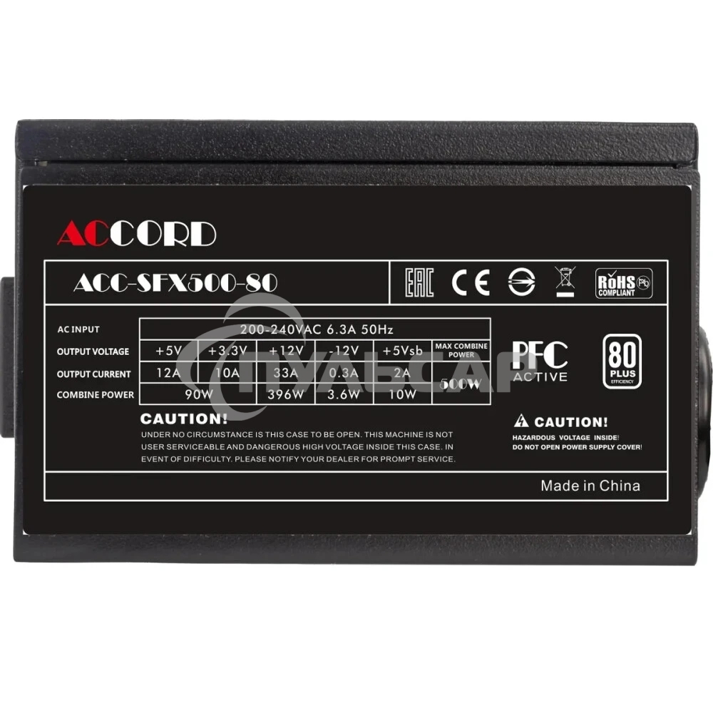 Блок питания Accord ACC-SFX500-80 SFX, 500Вт, 80мм, черный