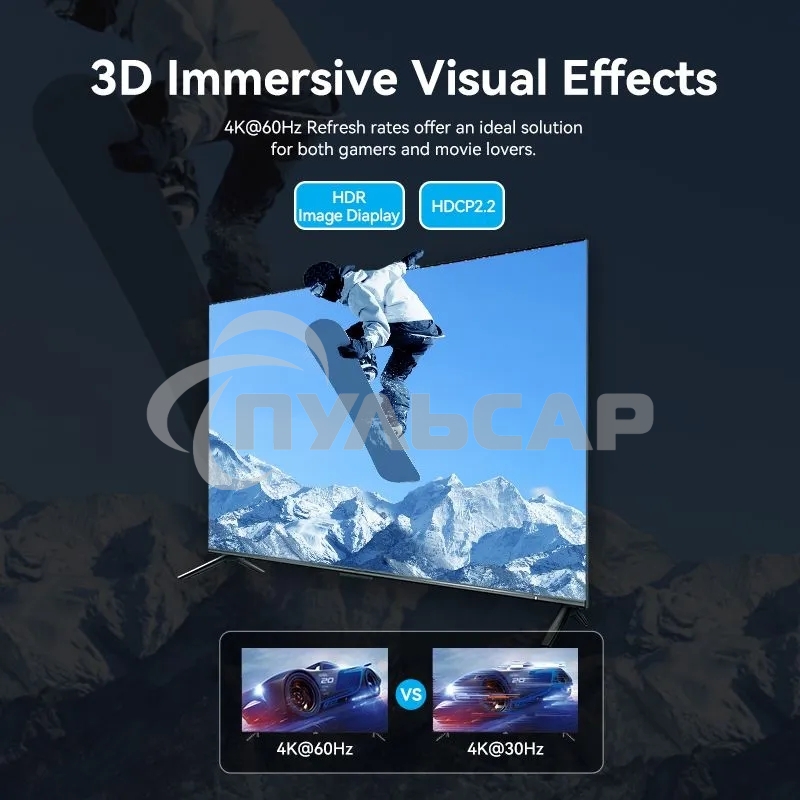 Переключатель (switch) 3x1 Vention HDMI v2.0