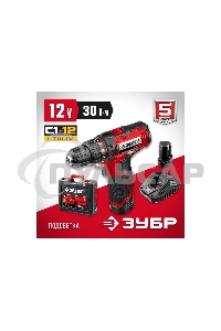 Дрель-шуруповерт ЗУБР ДШЛ-125-22, Аккумуляторная, 12В, 2 АКБ, Кейс