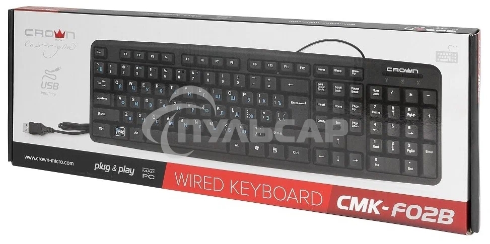 Клавиатура проводная CROWN CMK-F02B (OEM)