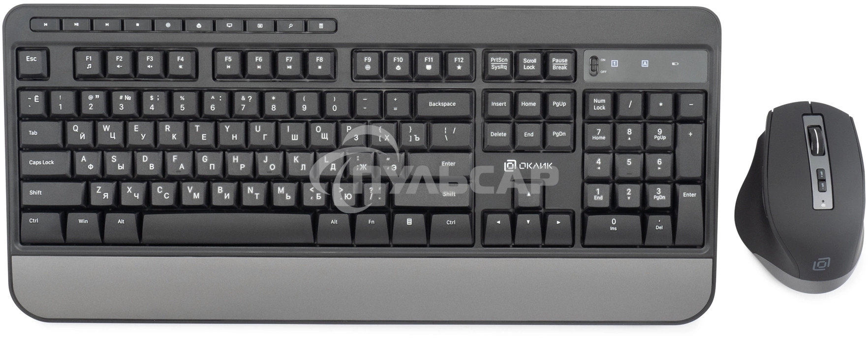 Комплект клавиатура + мышь Оклик S290W клав:черный мышь:черный USB беспроводная Multimedia (351701)