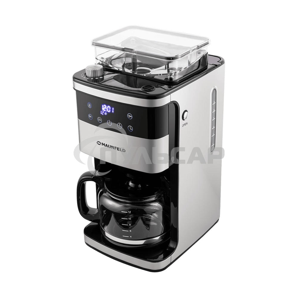 Кофеварка капельная Maunfeld MF-723S нержавеющая сталь, исп. кофе - зерновой/молотый, 1.5 л, 1050 Вт.