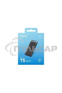 Внешний SSD Samsung T5 EVO, 2TB, USB 3.2 Gen 1 Type-C, R/W 460/460, черный