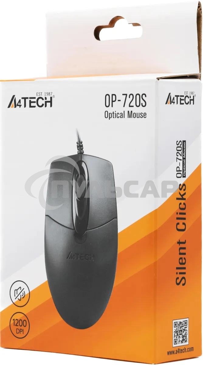 Мышь проводная A4Tech OP-720S черный, 1200 dpi, USB, кнопки - 3