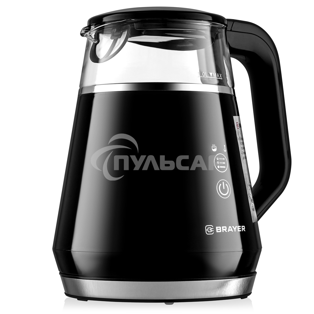 Чайник электрический BRAYER BR6105 1 л, 1100 Вт, черный