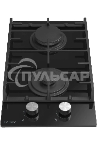 Газовая варочная панель EVELUX HEG 360 BG, Hi-Tech, 30 см, 2 конфорки, газ-контроль, электроподжиг, черный