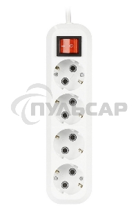 Удлинитель Smartbuy (SBE-16-4-03-ZS) 4 гнз х 3,0 м (16А/3.5кВт, ПВС 3х1.0)