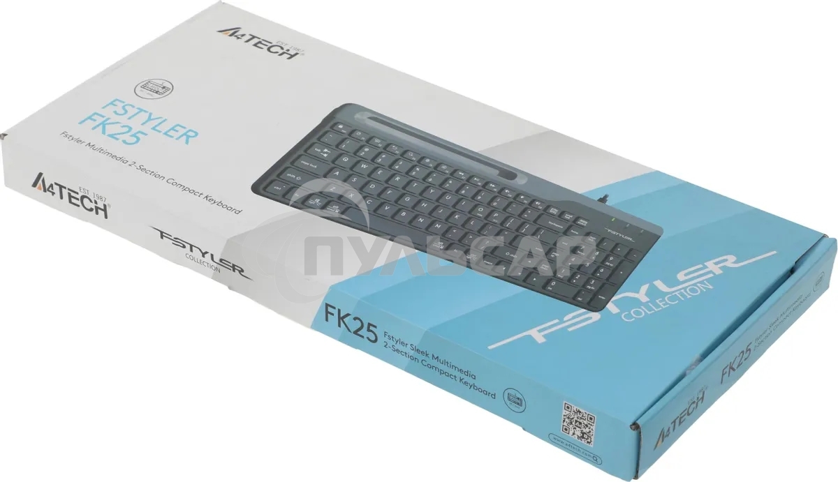 Клавиатура проводная A4Tech Fstyler FK25, USB, черный/серый