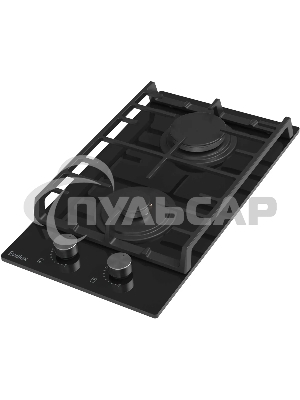 Газовая варочная панель EVELUX HEG 360 BG, Hi-Tech, 30 см, 2 конфорки, газ-контроль, электроподжиг, черный