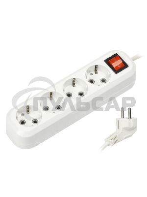 Удлинитель Smartbuy (SBE-16-4-03-ZS) 4 гнз х 3,0 м (16А/3.5кВт, ПВС 3х1.0)