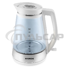 Чайник электрический Hyundai HYK-G3037 1.9л. 3000Вт белый/прозрачный (корпус: стекло)