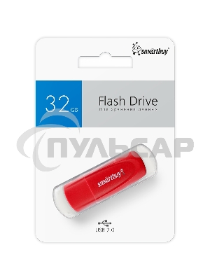 Флешка USB Smartbuy R/W Scout Red (SB032 Gb2SCR), 32 Gb, USB 2.0, R/W 13/8, красный
