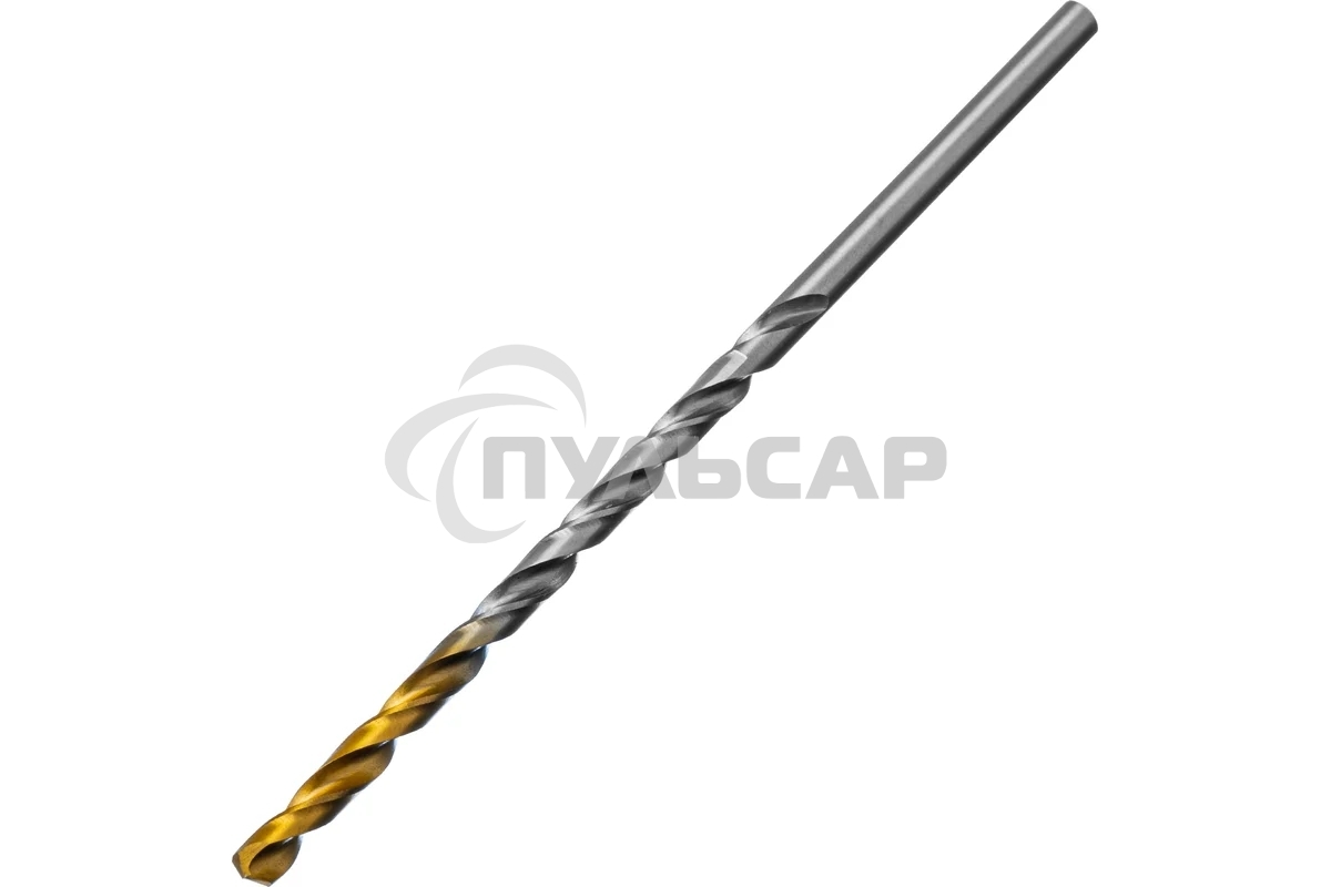 Сверло спиральное по металлу Denzel 4,5 х 126 мм, Р6М5, Golden Tip, удлиненное