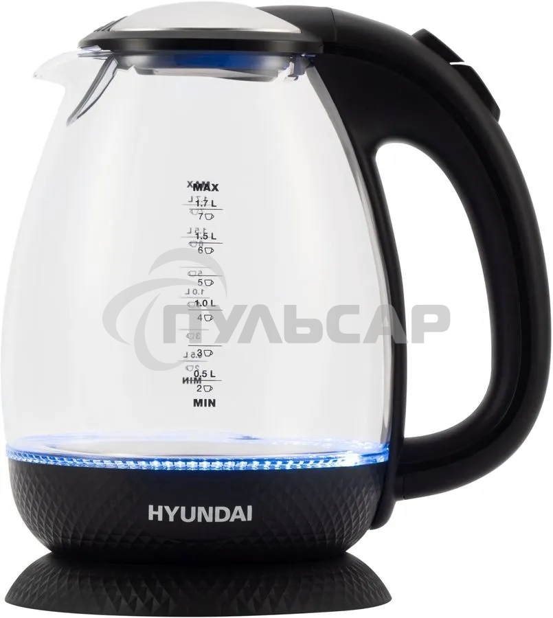 Чайник электрический Hyundai HYK-G3804 1.7л. 2200Вт черный (корпус: стекло)