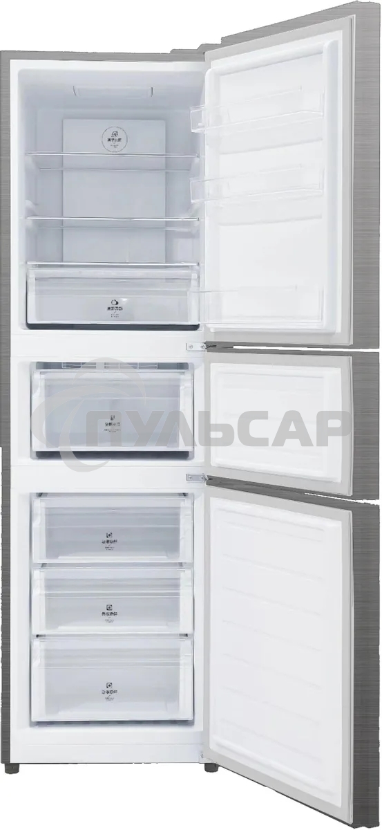 Холодильник Hyundai CM30073F нержавеющая сталь трехкамерный 137/81 л морозилка снизу, No Frost, Side by Side