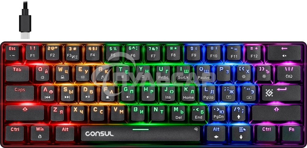 Клавиатура проводная Defender Consul GK-220 RU, USB, черный